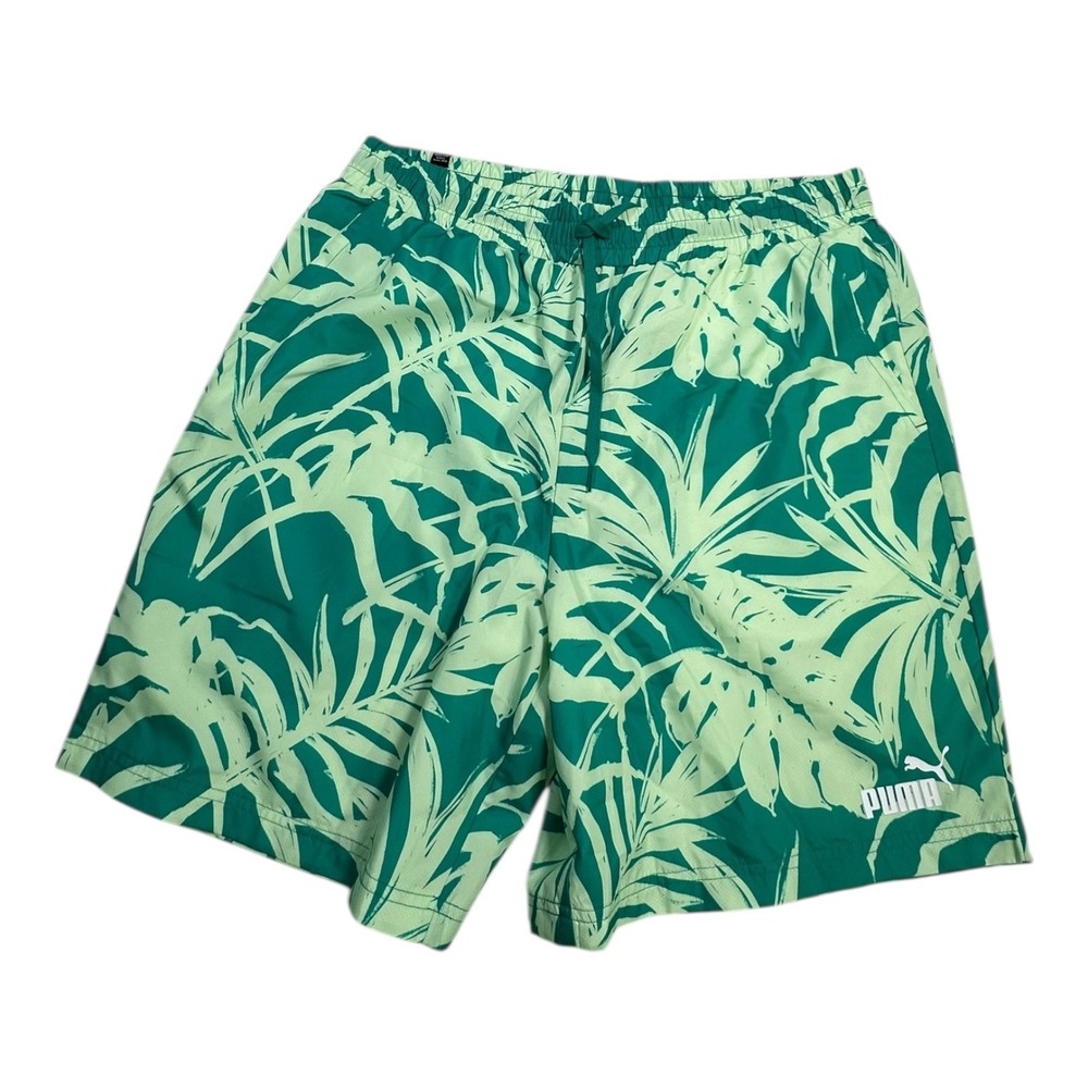 Puma‎ Tropical Palm Leaf Swim Trunks Shorts Men's XL Green